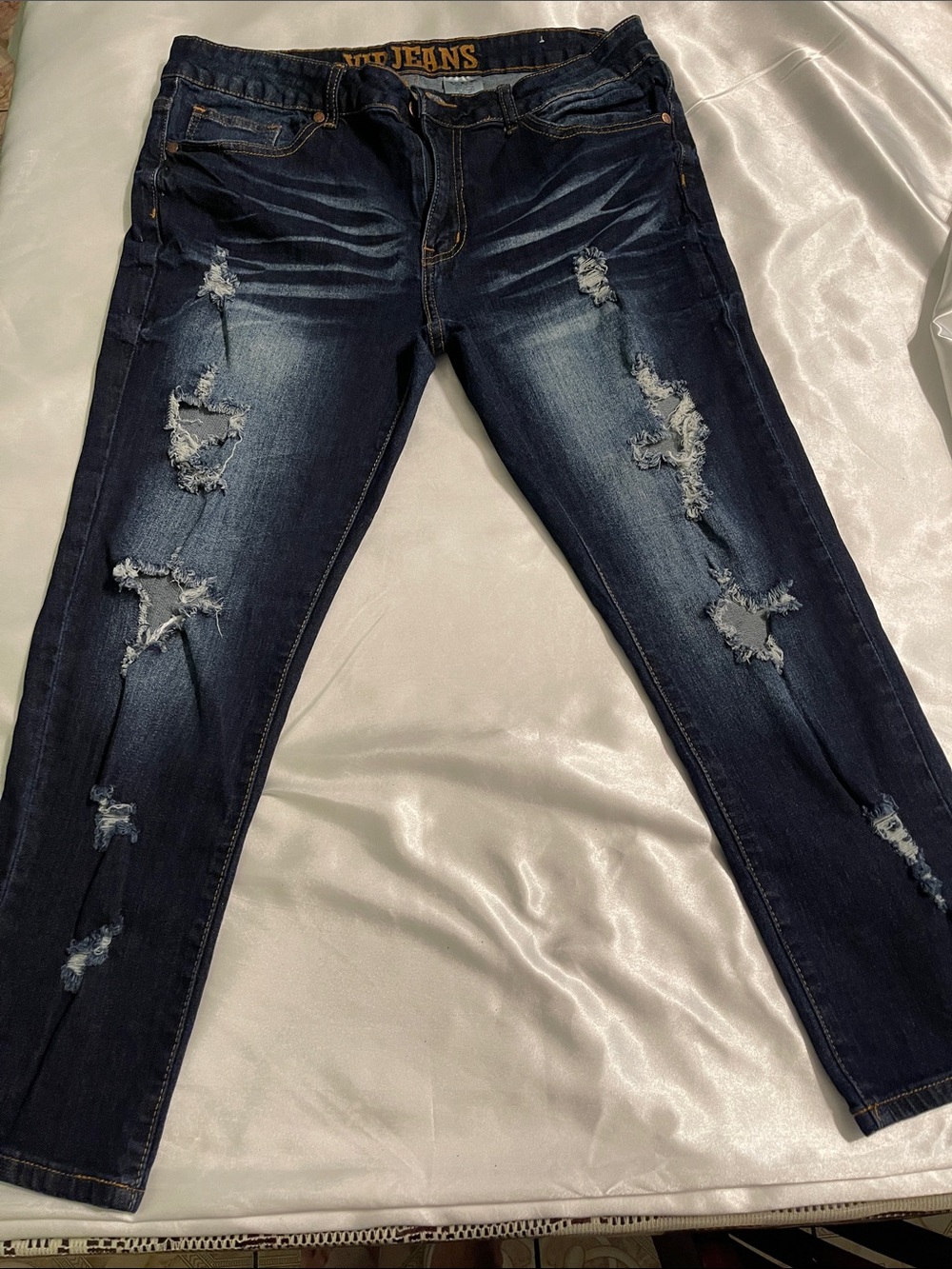 VIP Dark Blue Distressed Skinny Jeans